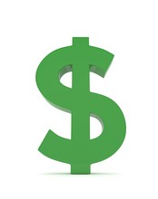 Isolated Green Dollar Sign On White Background. American Currency. Money Green Economy Symbol. 3D Rendering.