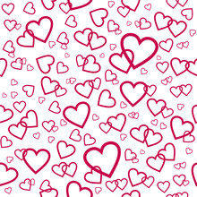 Vector Seamless Pattern With Pink Hearts