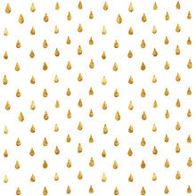 Gold Glitter Seamless Pattern, Golden Drops Background