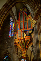 Wall Mural - Majestic Strasbourg cathedral interior, golden decor