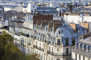 Fototapete - Les toits de Paris depuis Haussmann