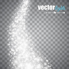 Canvas Print - vector white glitter wave abstract background. glittering star dust trail sparkling particles on tra