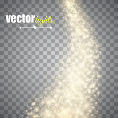 Canvas Print - vector gold glitter wave abstract background. glittering star dust trail sparkling particles isolate