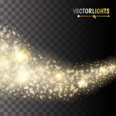 Canvas Print - vector gold glitter wave abstract background. glittering star dust trail sparkling particles isolate