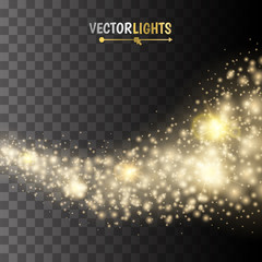 Canvas Print - vector gold glitter wave abstract background. glittering star dust trail sparkling particles isolate