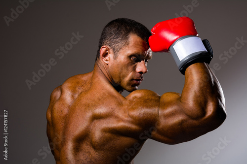 Boxer in rack ready for battle Fototapete