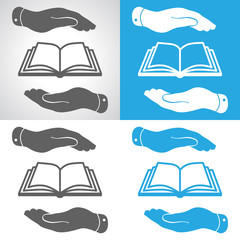 Wall Mural - set of book icon in flat hands - vector illustration