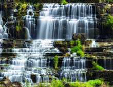 Tropical Rainforest Landscape With Flowing Pongour Waterfall. Da Lat, Vietnam