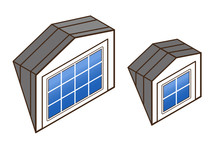 Dormer Window Isometric. Large And Small Skylights