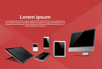 Wall Mural - responsive design laptop phone tablet mp3 player desktop device vector illustration