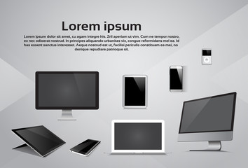 Wall Mural - responsive design laptop phone tablet mp3 player desktop device vector illustration