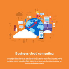 Wall Mural - cloud computing business database storage services web technology banner flat vector illustration