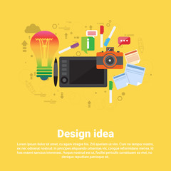 Wall Mural - design idea graphic designer drawing icon web banner flat vector illustration