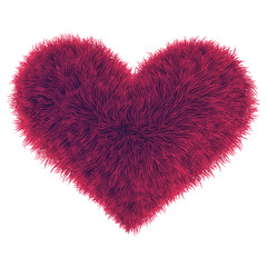 valentine fur pink heart on white background, vector illustration