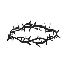 Crown Of Thorns Icon In Black Style Isolated On White Background. Religion Symbol Stock Vector Illustration.