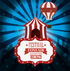 Poster - poster festival funfair tent airballoon light background vector illustration eps 10