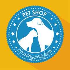 Poster - pet shop healthy food blue sticker with star vector illustration eps 10