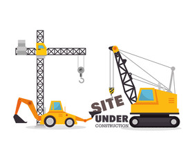 Sticker - site under construction equipment graphic vector illustration eps 10