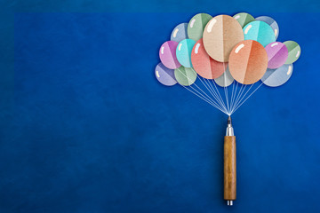 wooden pencil with balloons shape paper cut