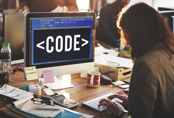 Wall Mural - code coding programming technology technical concept