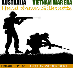 Canvas Print - Australian soldier in the Vietnam War silhouettes