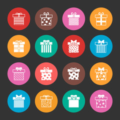 Canvas Print - Gift boxes vector icons set over black
