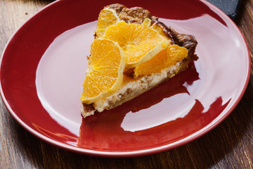 Poster - Slice of tart with cheese and sliced orange