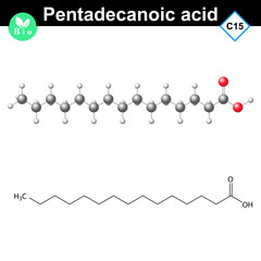 Canvas Print - Pentadecanoic acid fatty acid