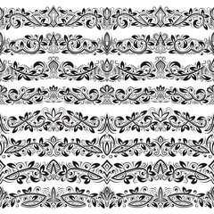 Wall Mural - Set of vintage border brushes templates. Baroque floral elements for frames design and page decorations.