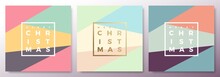 Merry Christmas Abstract Minimalistic Vector Cards Set. Modern Typography And Soft Realistic Shadows.