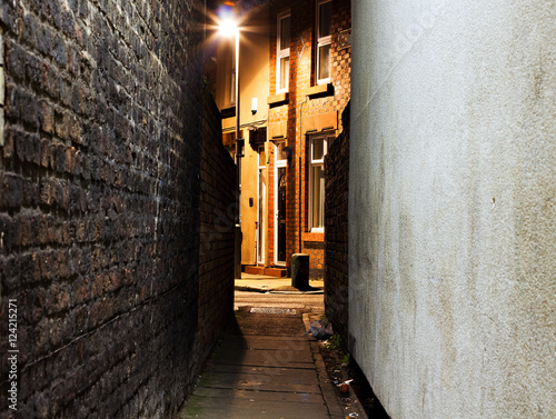 Looking Down A Dark Empty Back Alleyway At Night Stock Photo Adobe Stock