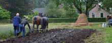 Ploughing With Horses Frederiksoord. Maatschappij Van Weldadigheid. Colony House. Netherlands.