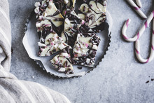 All-natural Dark Chocolate Peppermint Bark With Cacao Nibs And F