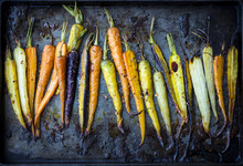 Rainbow Carrots Roasted On Pan