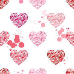 Wall Mural - Seamless pattern with hearts