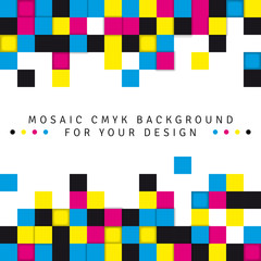 Wall Mural - abstract mosaic background from cmyk colors on white background