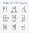 Common phone issues line icons.
