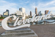 Cleveland Sign and Skyline from Harbor Walkway
