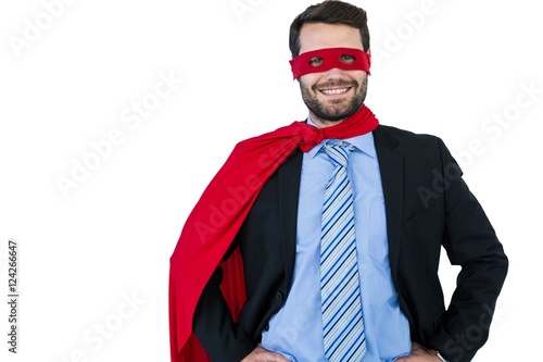 Fotografie, Obraz Portrait of businessman pretending to be a super hero