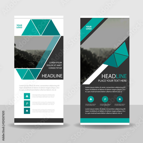 Green Black Triangle Roll Up Business Brochure Flyer Banner Design