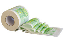 Toilet Paper Roll With European Union Currency Banknotes