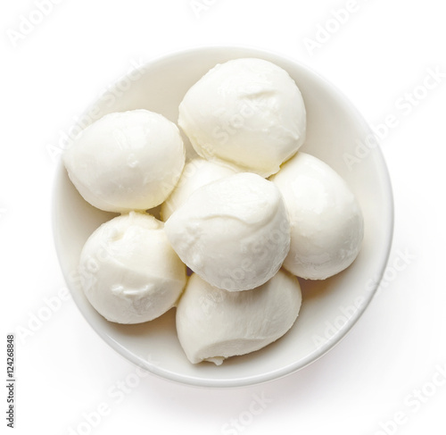 Cuadros en Lienzo Bowl of mozzarella balls from above