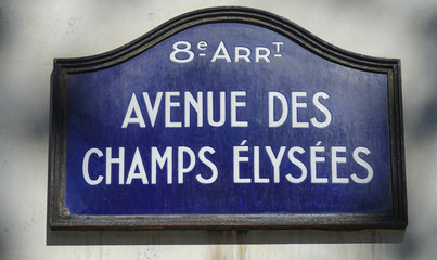 Wall Mural - Street sign Avenue des Champs Elysees - most popular boulevard in Paris