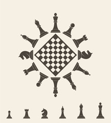 Canvas Print - Chess piece. Vector illustration