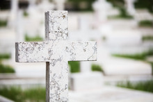 A Cross Tombstone In A Cemetery;Jerusalem Israel