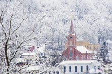 Church Building With A Steeple In A Community In Winter;Ripley, Ohio, United States Of America