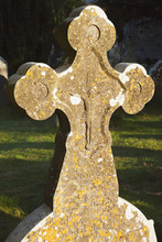 Stone Tombstone In The Shape Of A Cross;Glendalough, County Wicklow, Ireland