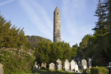 Round Tower And Cemetery;Glendalough, County Wicklow, Ireland