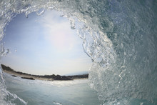 Fisheye View Of Wave Breaks At Kua Beach North Of Kona;Big Island Hawaii United States Of America