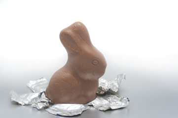 Unwrapped chcolate bunny Easter Egg